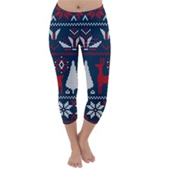 Knitted Christmas Pattern Capri Winter Leggings  by Vaneshart