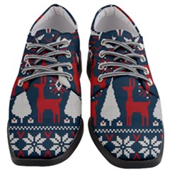 Knitted Christmas Pattern Women Heeled Oxford Shoes