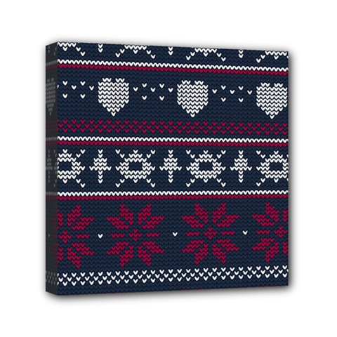 Beautiful Knitted Christmas Pattern Mini Canvas 6  X 6  (stretched) by Vaneshart