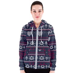 Beautiful Knitted Christmas Pattern Women s Zipper Hoodie by Vaneshart