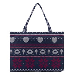 Beautiful Knitted Christmas Pattern Medium Tote Bag by Vaneshart