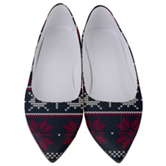 Beautiful Knitted Christmas Pattern Women s Low Heels by Vaneshart