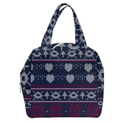 Beautiful Knitted Christmas Pattern Boxy Hand Bag by Vaneshart