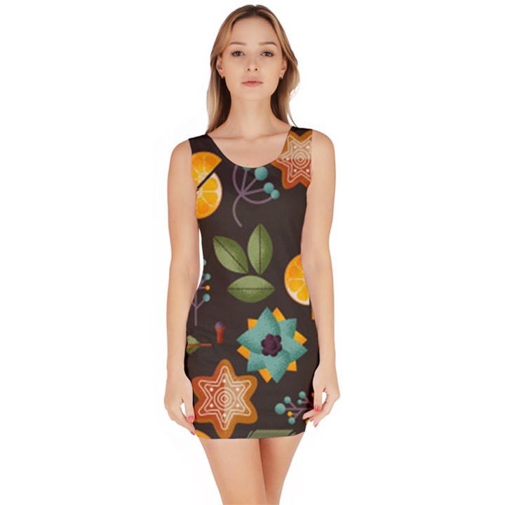 Christmas Seamless Pattern Bodycon Dress