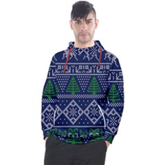 Beautiful Knitted Christmas Pattern Blur Green Men s Pullover Hoodie