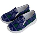 Beautiful Knitted Christmas Pattern Blur Green Kids Lightweight Slip Ons View2