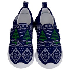 Beautiful Knitted Christmas Pattern Blur Green Kids  Velcro No Lace Shoes by Vaneshart