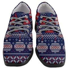 Beautiful Knitted Christmas Pattern Women Heeled Oxford Shoes by Vaneshart