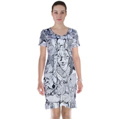 Animal Seamless Pattern Short Sleeve Nightdress