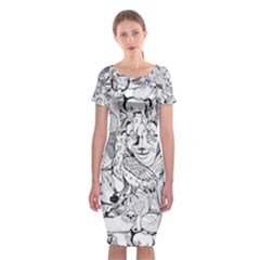 Animal Seamless Pattern Classic Short Sleeve Midi Dress