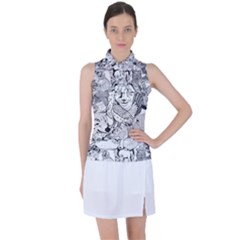 Animal Seamless Pattern Women s Sleeveless Polo Tee