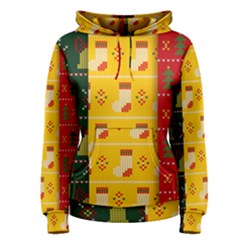 Knitted Christmas Pattern With Socks Bells Women s Pullover Hoodie by Vaneshart