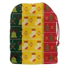 Knitted Christmas Pattern With Socks Bells Drawstring Pouch (3xl) by Vaneshart