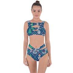 Knitted Christmas Pattern Bandaged Up Bikini Set 