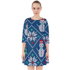 Knitted Christmas Pattern Smock Dress