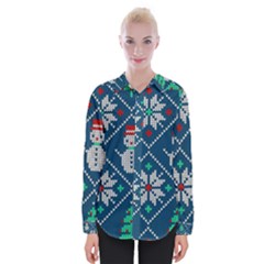 Knitted Christmas Pattern Womens Long Sleeve Shirt