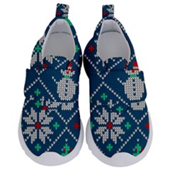 Knitted Christmas Pattern Kids  Velcro No Lace Shoes