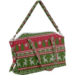 Christmas Knitting Pattern Canvas Crossbody Bag