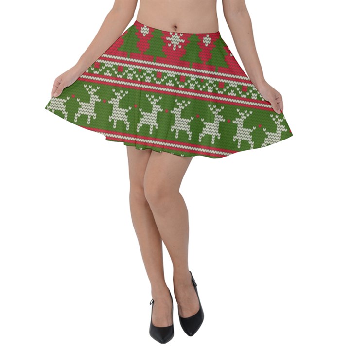 Christmas Knitting Pattern Velvet Skater Skirt