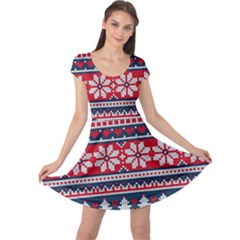 Beautiful Knitted Christmas Pattern Cap Sleeve Dress by Vaneshart