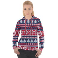 Beautiful Knitted Christmas Pattern Women s Overhead Hoodie