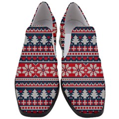 Beautiful Knitted Christmas Pattern Women Slip On Heel Loafers by Vaneshart