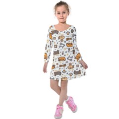 Animal Patterns Safari Kids  Long Sleeve Velvet Dress