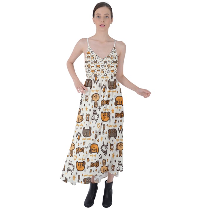 Animal Patterns Safari Tie Back Maxi Dress