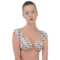 Animal Patterns Safari Cap Sleeve Ring Bikini Top