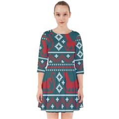 Beautiful Knitted Christmas Pattern Smock Dress