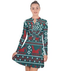 Beautiful Knitted Christmas Pattern Long Sleeve Panel Dress by Vaneshart