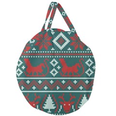 Beautiful Knitted Christmas Pattern Giant Round Zipper Tote by Vaneshart