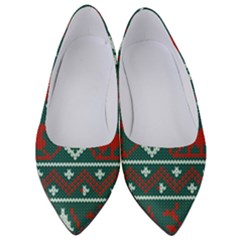 Beautiful Knitted Christmas Pattern Women s Low Heels by Vaneshart