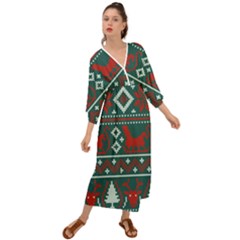 Beautiful Knitted Christmas Pattern Grecian Style  Maxi Dress