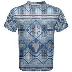 Beautiful Knitted Christmas Pattern Men s Cotton Tee by Vaneshart