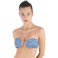 Beautiful Knitted Christmas Pattern Twist Bandeau Bikini Top by Vaneshart