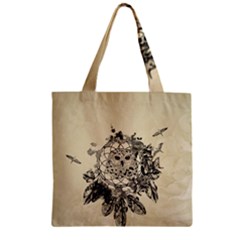 Owl On A Dreamcatcher Zipper Grocery Tote Bag by FantasyWorld7