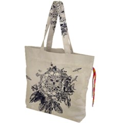 Owl On A Dreamcatcher Drawstring Tote Bag by FantasyWorld7