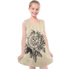 Owl On A Dreamcatcher Kids  Cross Back Dress by FantasyWorld7