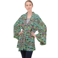 So Much Hearts And Love Long Sleeve Velvet Kimono  by pepitasart