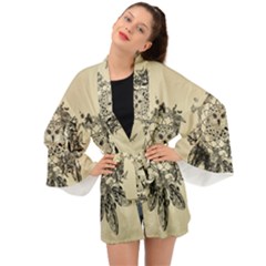 Owl On A Dreamcatcher Long Sleeve Kimono