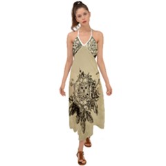 Owl On A Dreamcatcher Halter Tie Back Dress 