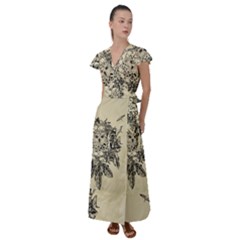 Owl On A Dreamcatcher Flutter Sleeve Maxi Dress