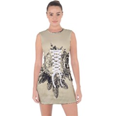 Owl On A Dreamcatcher Lace Up Front Bodycon Dress