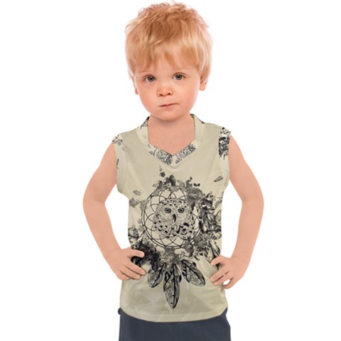 Owl On A Dreamcatcher Kids  Sport Tank Top by FantasyWorld7