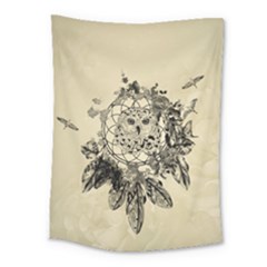 Owl On A Dreamcatcher Medium Tapestry by FantasyWorld7