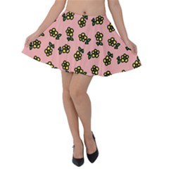 Daisy Pink Velvet Skater Skirt by snowwhitegirl