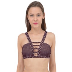 Grey Star Navy Burgundy Cage Up Bikini Top