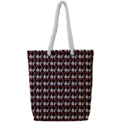 Valentine Girl Black Full Print Rope Handle Tote (small) by snowwhitegirl