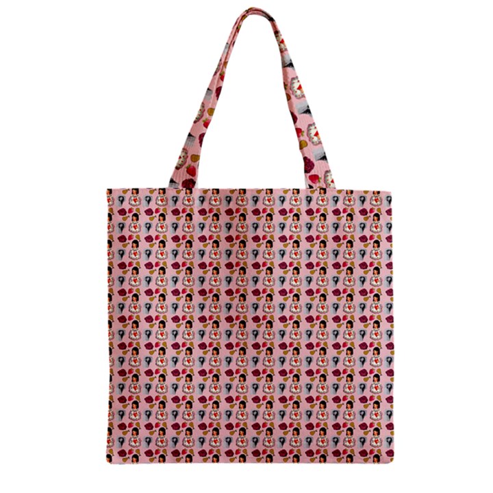 Valentine Girl Pink Zipper Grocery Tote Bag